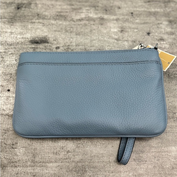 MICHAEL KORS JET SET CHARM ZIP CLUTCH WRISTLET WALLET LEATHER CHAMBRAY BLUE NWT - Picture 2 of 8